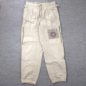 VINTAGE Bugle Boy Cargo Pants Mens 34x30 Beige Canvas High Velocity Workwear